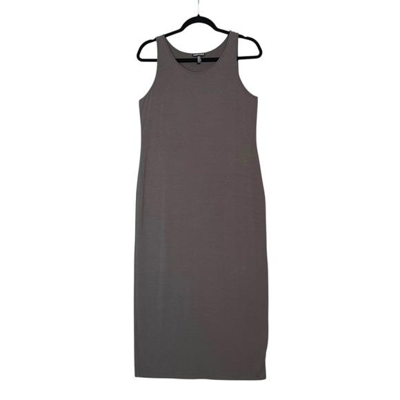Eileen Fisher Womens Midi Dress M Stretch Viscose Jersey Knit Capsule Taupe Wear - Picture 2 of 11